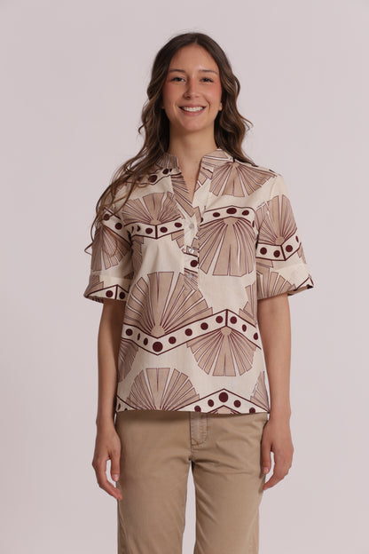 BLUSA A MANICHE CORTE IN FANTASIA