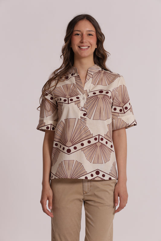 BLUSA A MANICHE CORTE IN FANTASIA