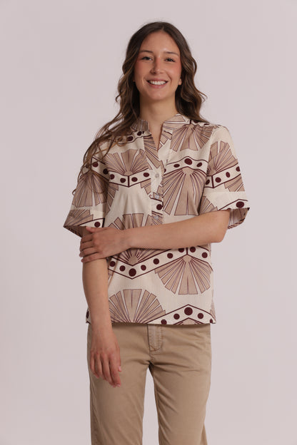 BLUSA A MANICHE CORTE IN FANTASIA