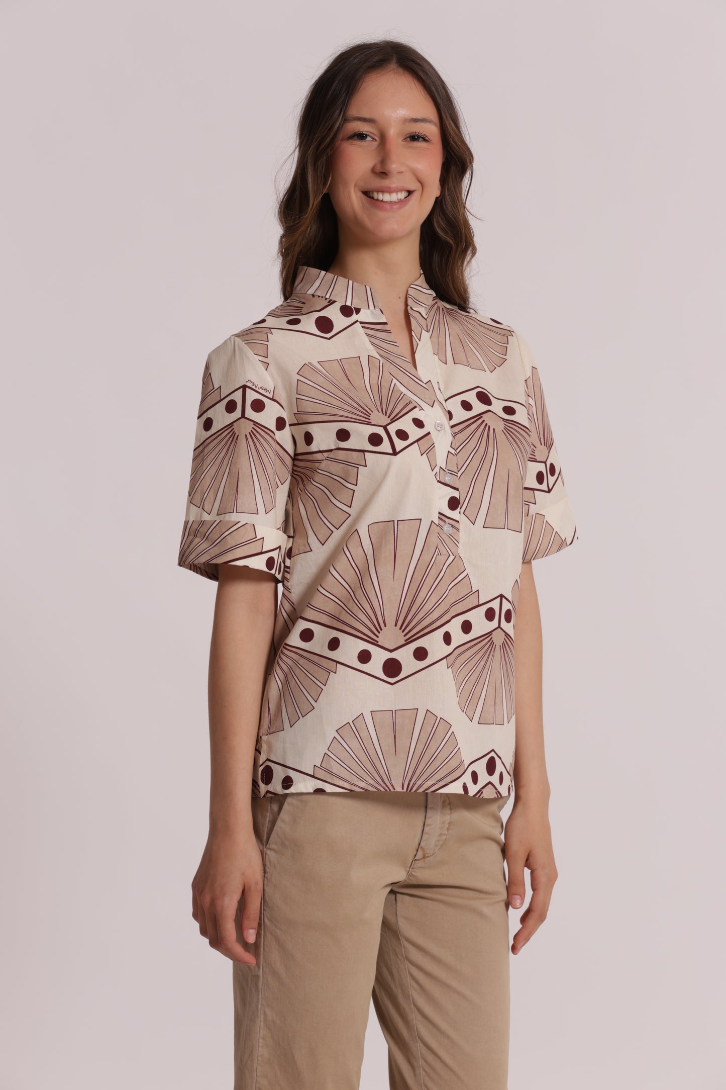 BLUSA A MANICHE CORTE IN FANTASIA