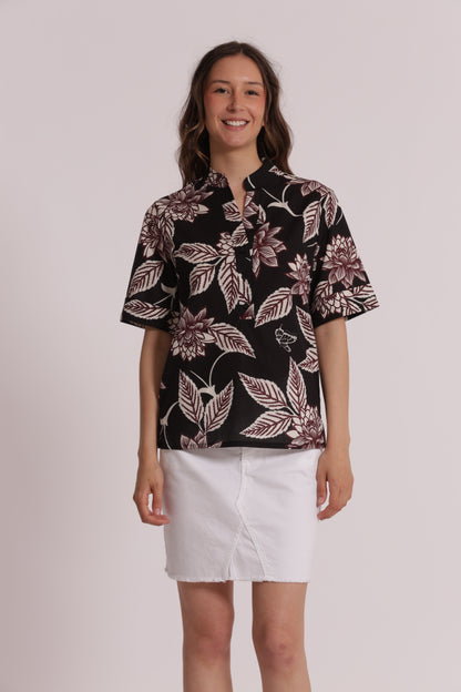 BLUSA A MANICHE CORTE IN FANTASIA