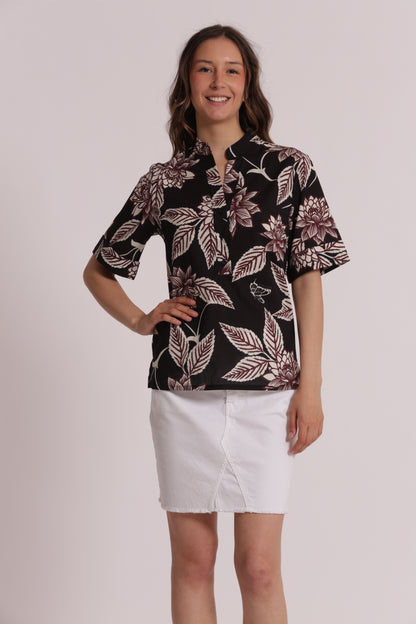 BLUSA A MANICHE CORTE IN FANTASIA