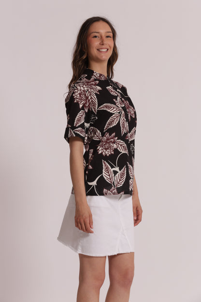 BLUSA A MANICHE CORTE IN FANTASIA