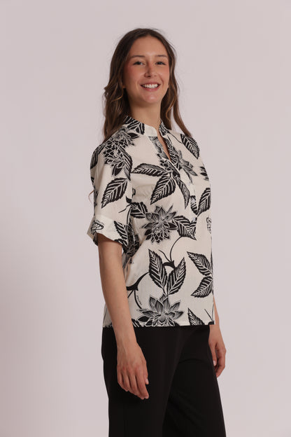 BLUSA A MANICHE CORTE IN FANTASIA