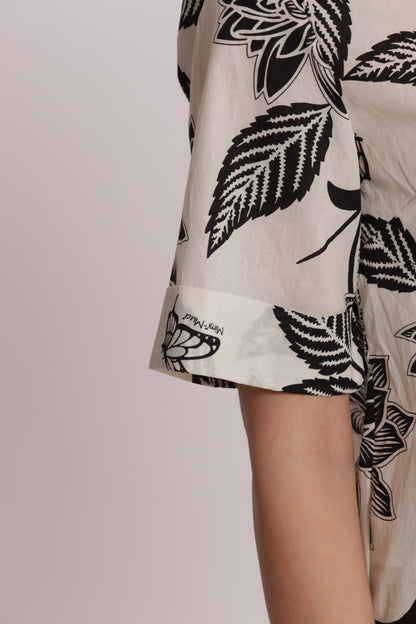 BLUSA A MANICHE CORTE IN FANTASIA