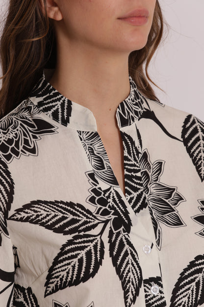 BLUSA A MANICHE CORTE IN FANTASIA