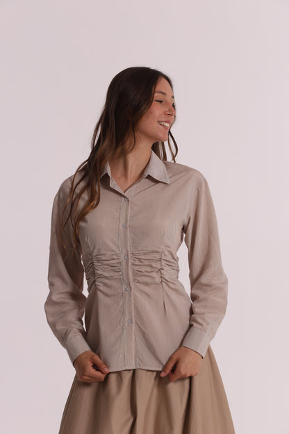CAMICIA CON DETTAGLIO DRAPPEGGIO IN VITA