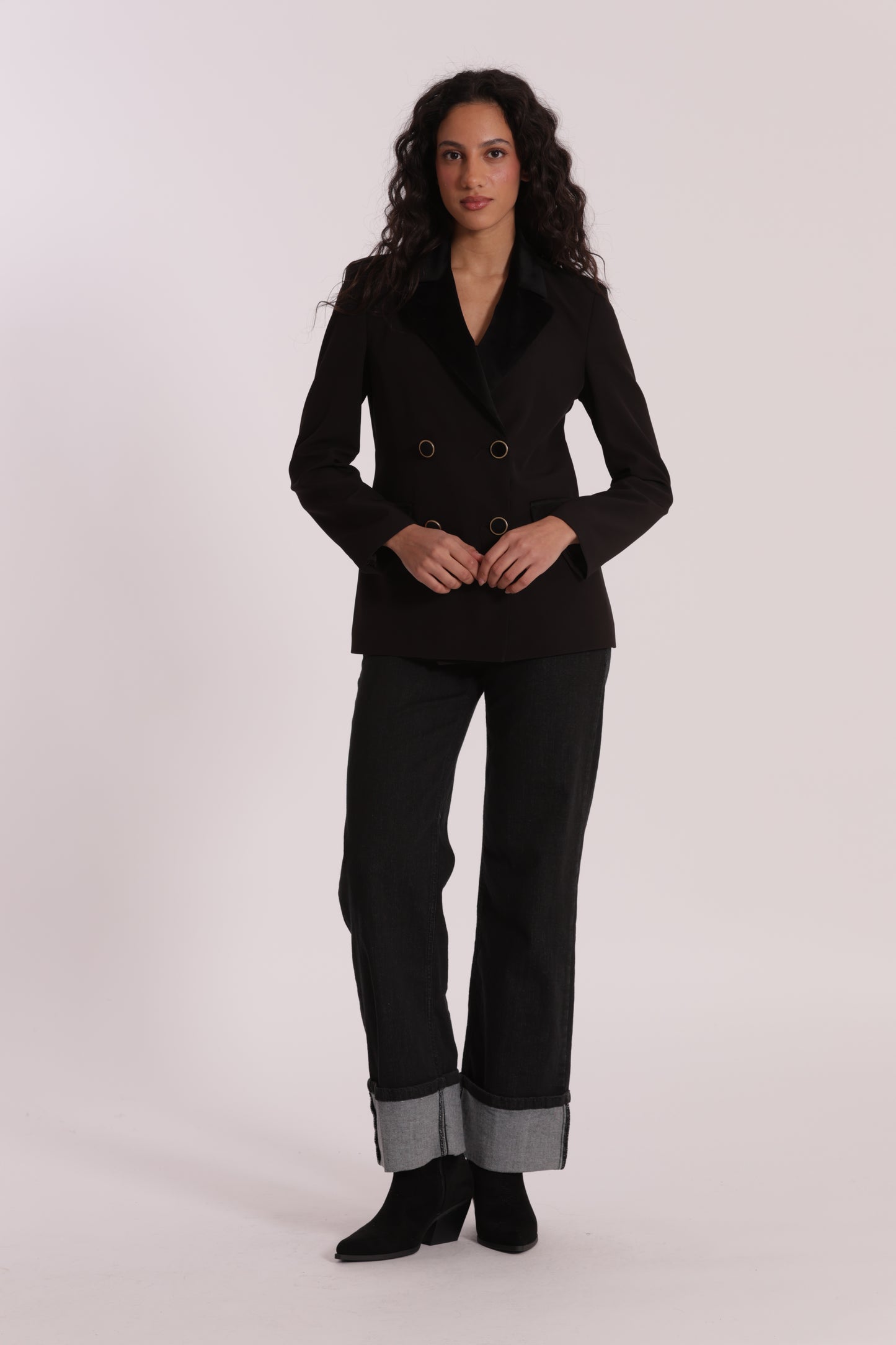 JEANS PALAZZO CON RISVOLTO