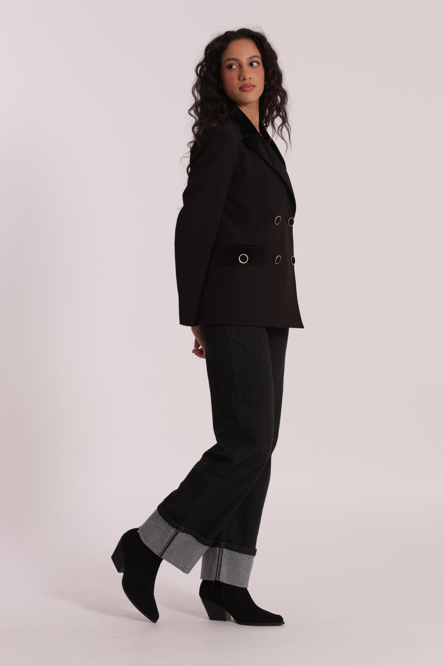 JEANS PALAZZO CON RISVOLTO