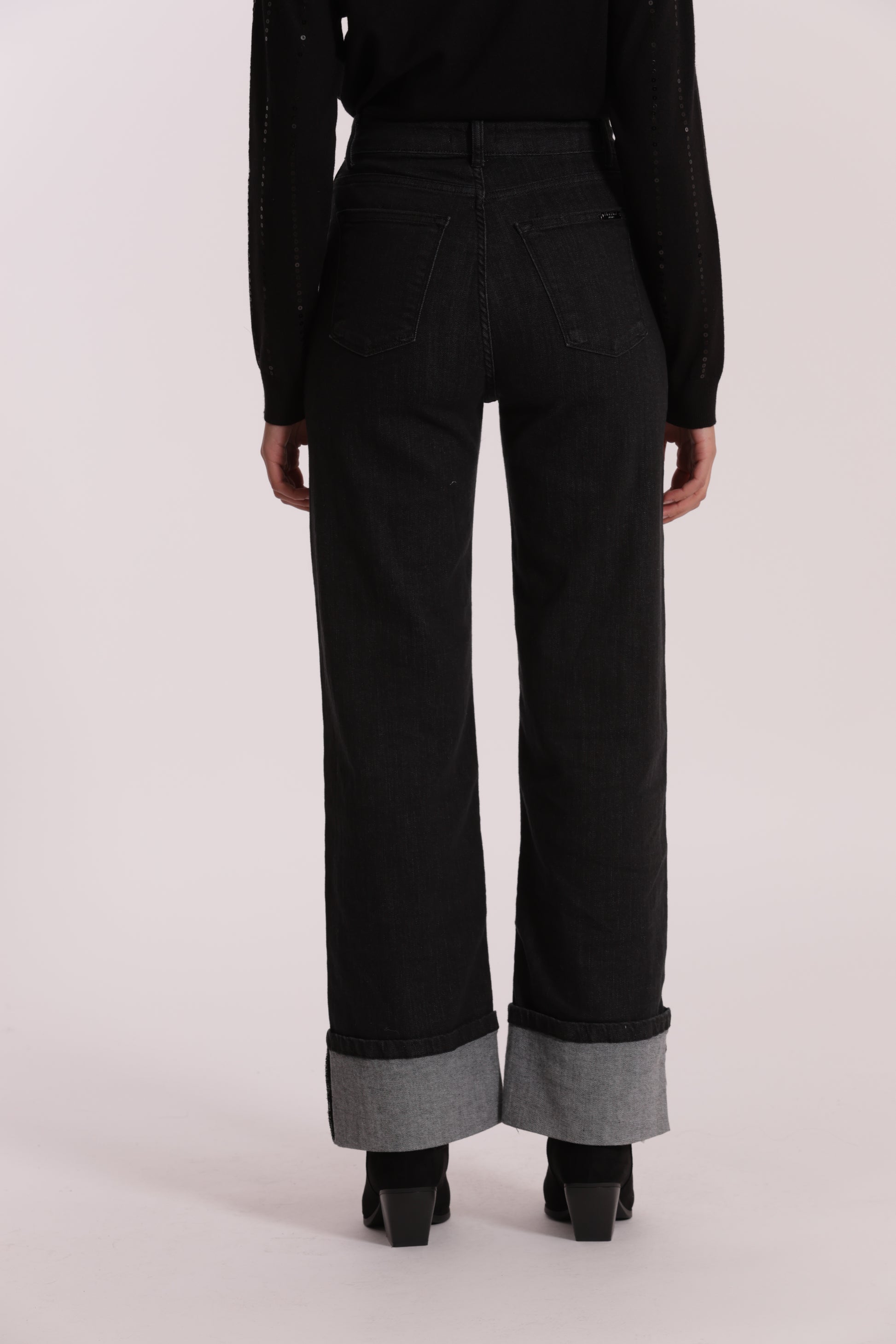 JEANS PALAZZO CON RISVOLTO