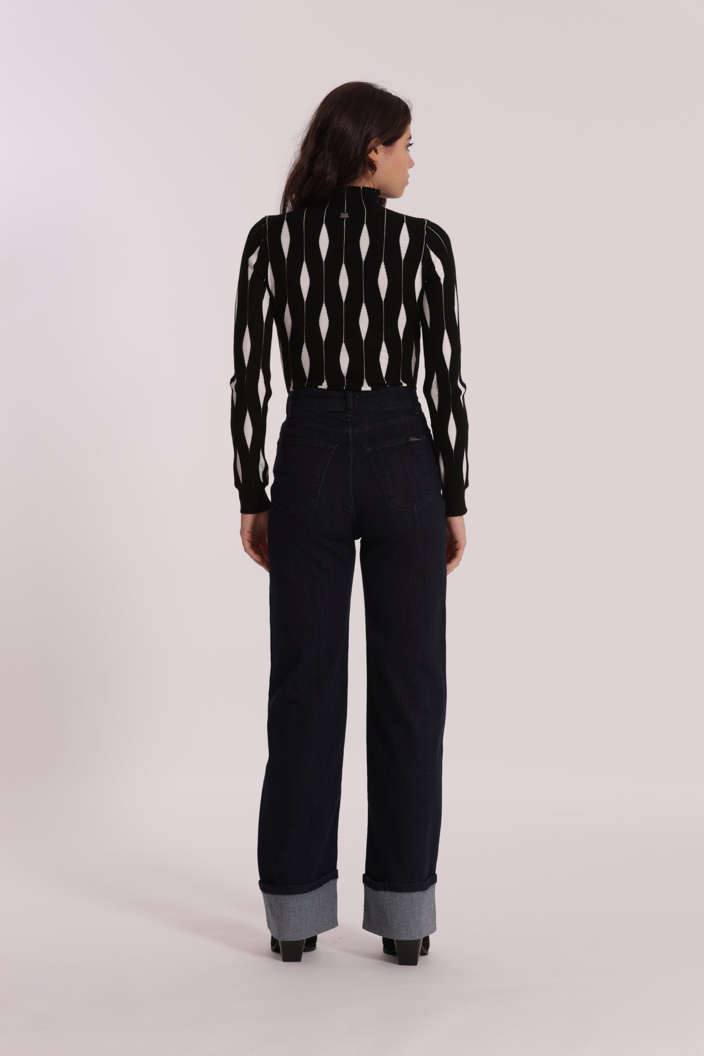 JEANS PALAZZO CON RISVOLTO