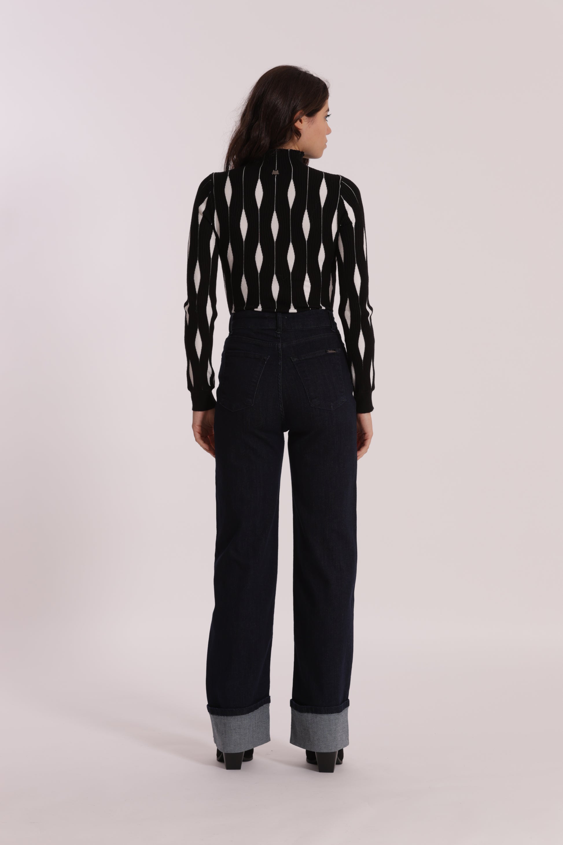 JEANS PALAZZO CON RISVOLTO