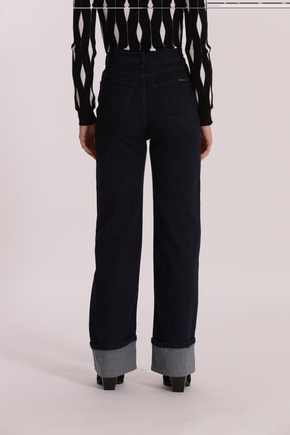 JEANS PALAZZO CON RISVOLTO