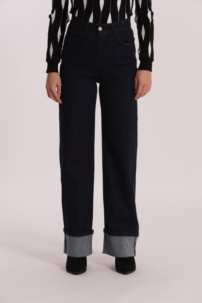 JEANS PALAZZO CON RISVOLTO