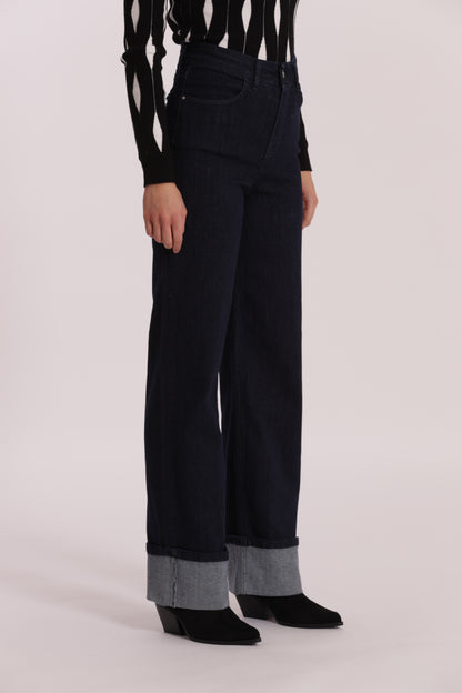 JEANS PALAZZO CON RISVOLTO