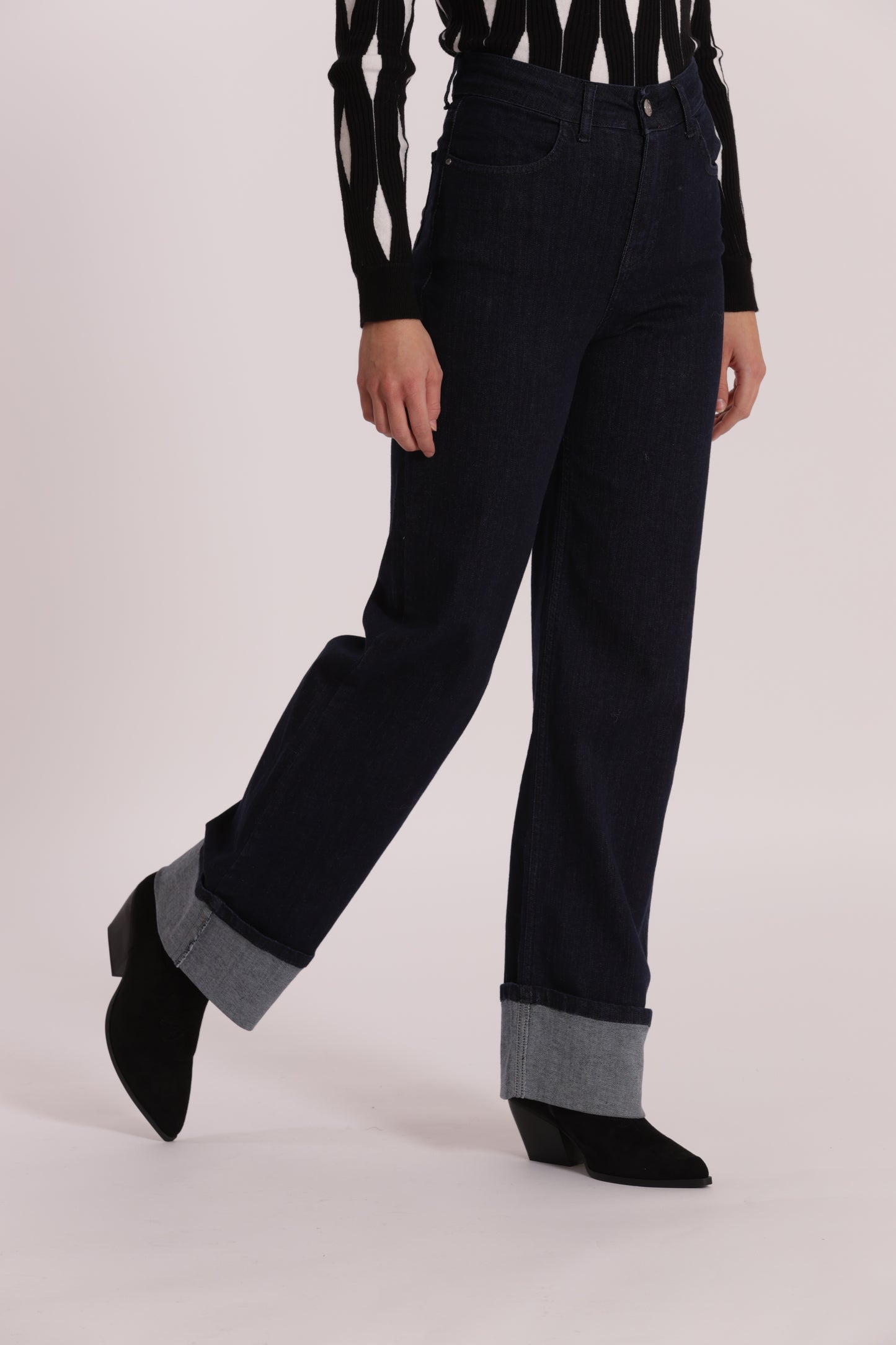 JEANS PALAZZO CON RISVOLTO