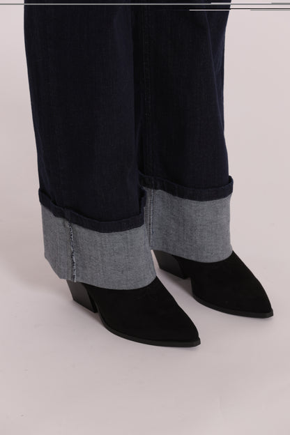 JEANS PALAZZO CON RISVOLTO