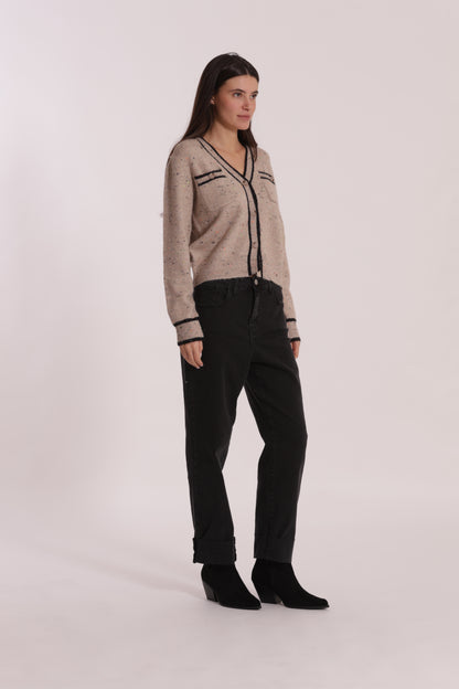 JEANS CROPPED CON RIVOLTO