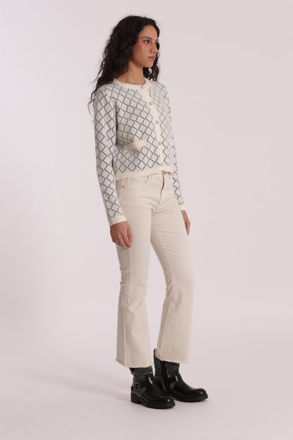 PANTALONE CROPPED FLARE IN GABARDINA