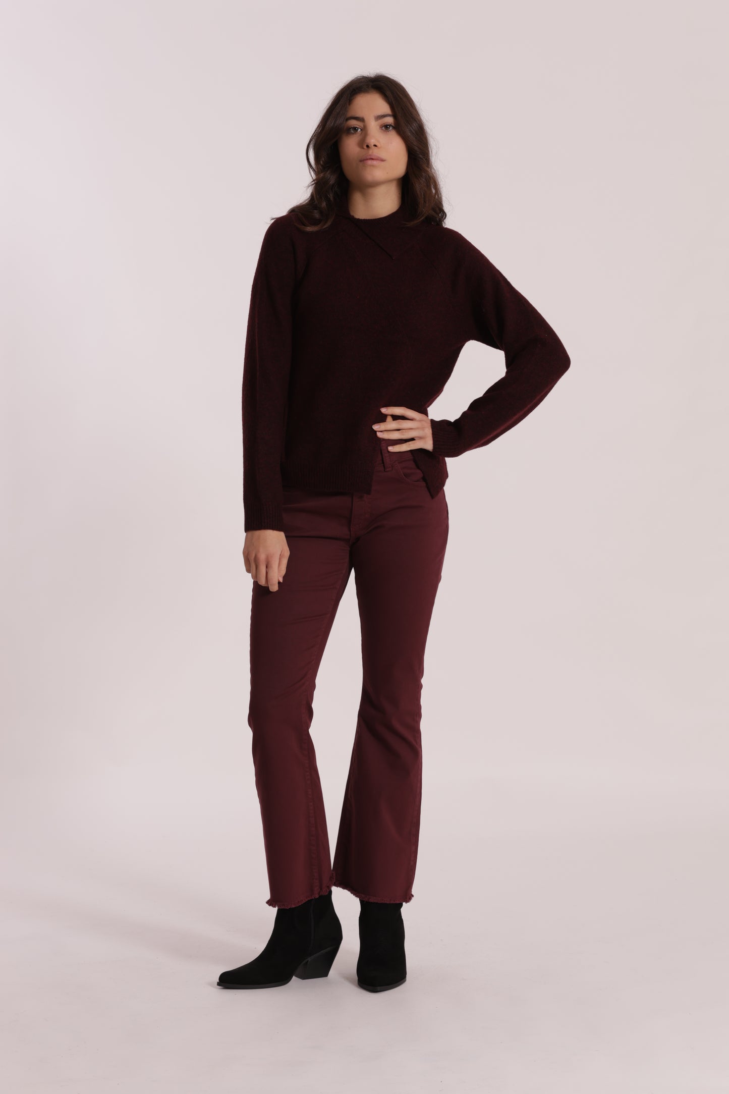 PANTALONE CROPPED FLARE IN GABARDINA