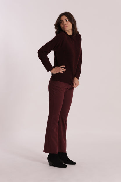 PANTALONE CROPPED FLARE IN GABARDINA