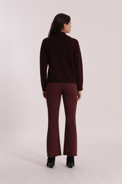 PANTALONE CROPPED FLARE IN GABARDINA