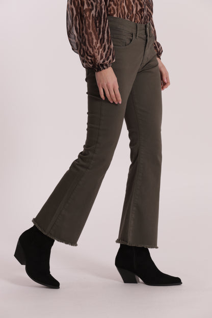 PANTALONE CROPPED FLARE IN GABARDINA