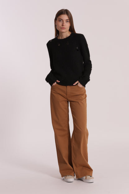 PANTALONE DRITTO CON TASCA QUADRATA IN GABARDINA