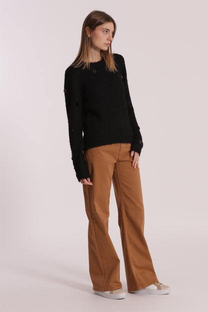 PANTALONE DRITTO CON TASCA QUADRATA IN GABARDINA