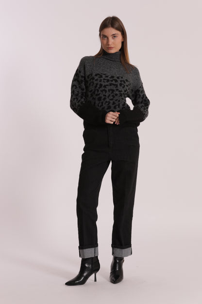 JEANS WIDE LEG CON RISVOLTO