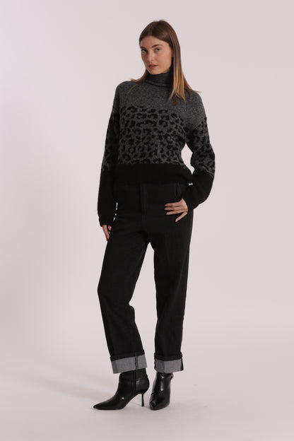 JEANS WIDE LEG CON RISVOLTO