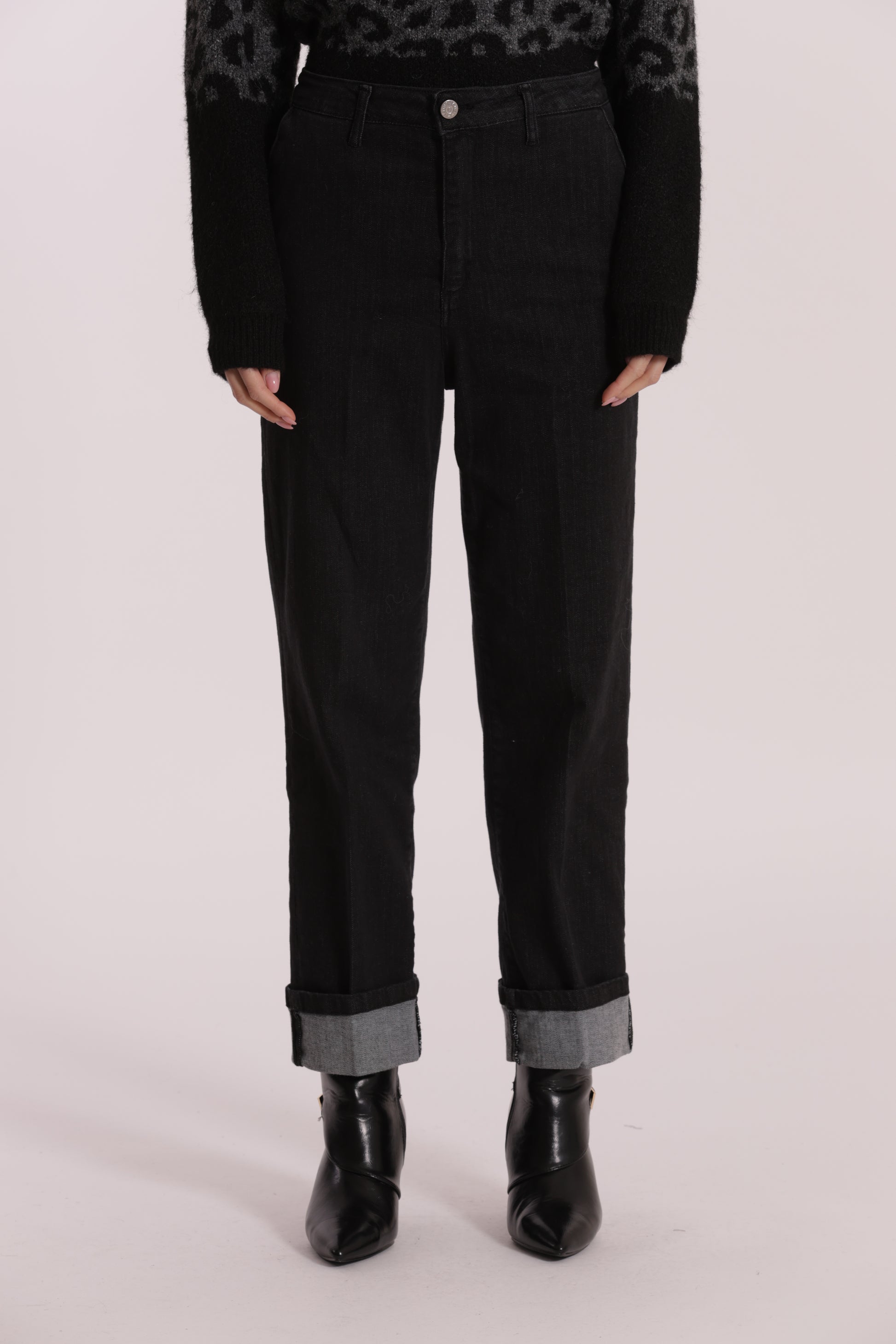 JEANS WIDE LEG CON RISVOLTO