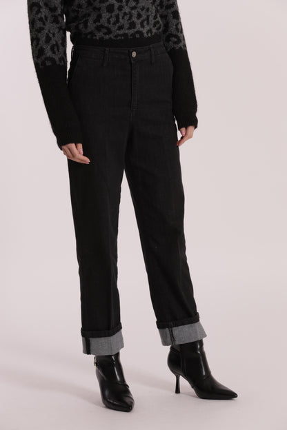 JEANS WIDE LEG CON RISVOLTO