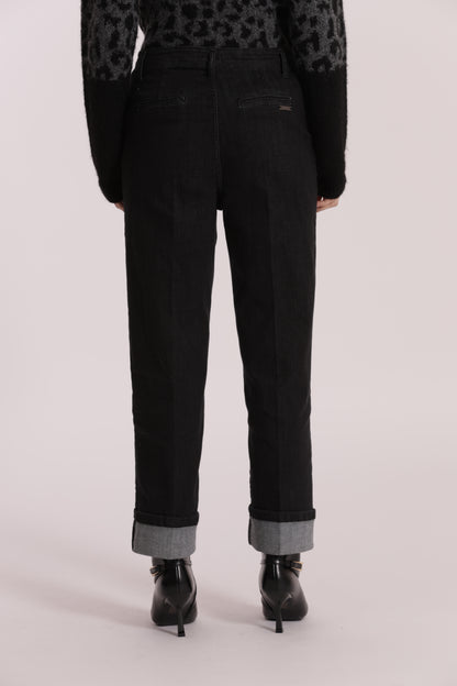 JEANS WIDE LEG CON RISVOLTO