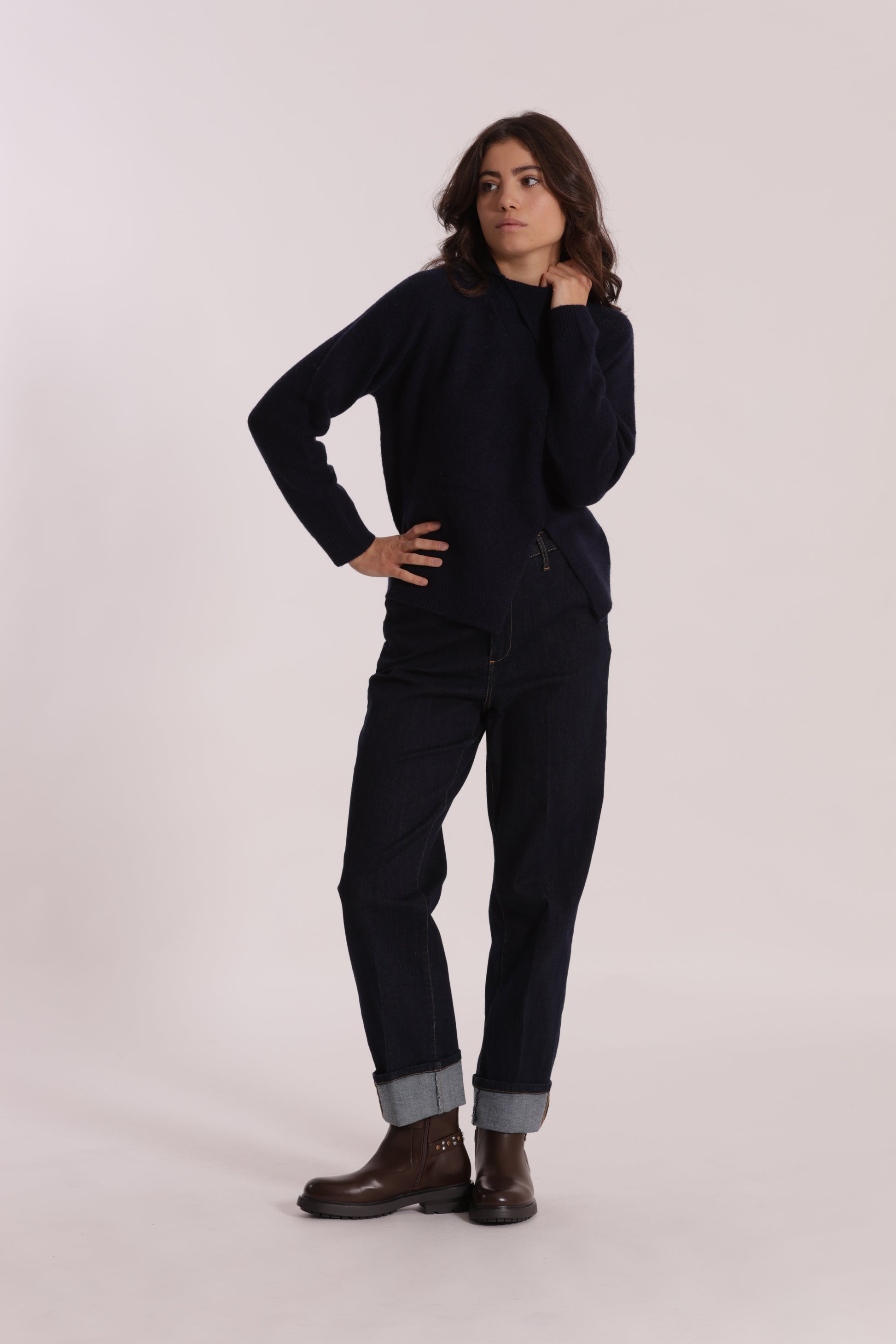 JEANS WIDE LEG CON RISVOLTO