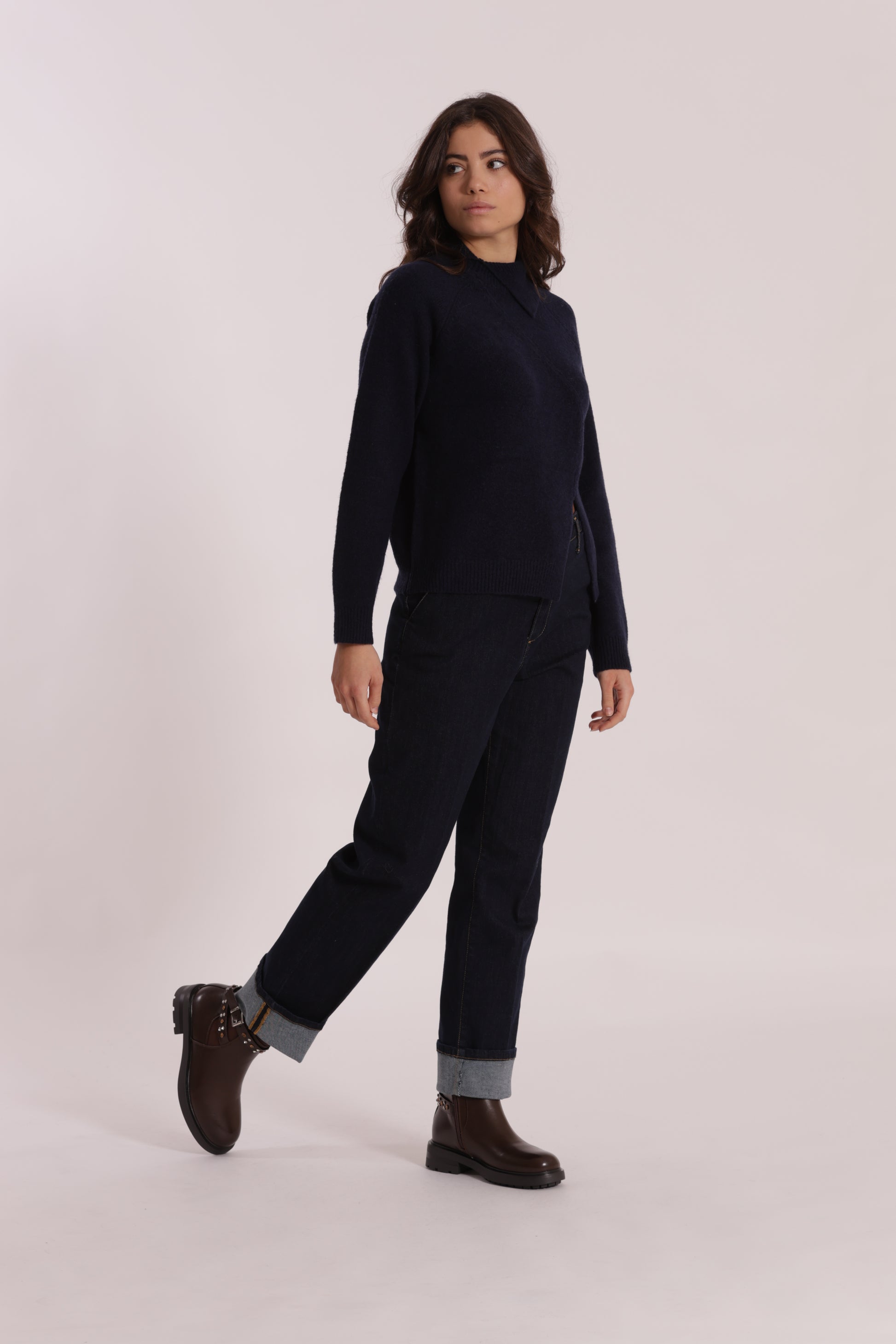 JEANS WIDE LEG CON RISVOLTO