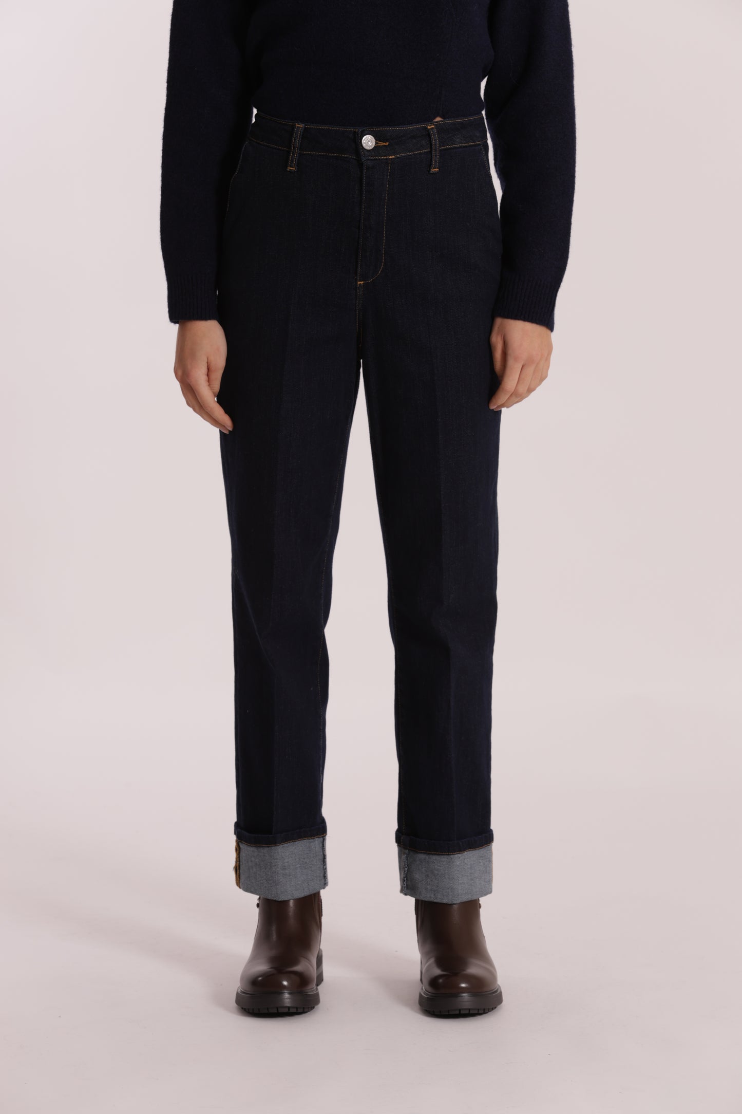 JEANS WIDE LEG CON RISVOLTO