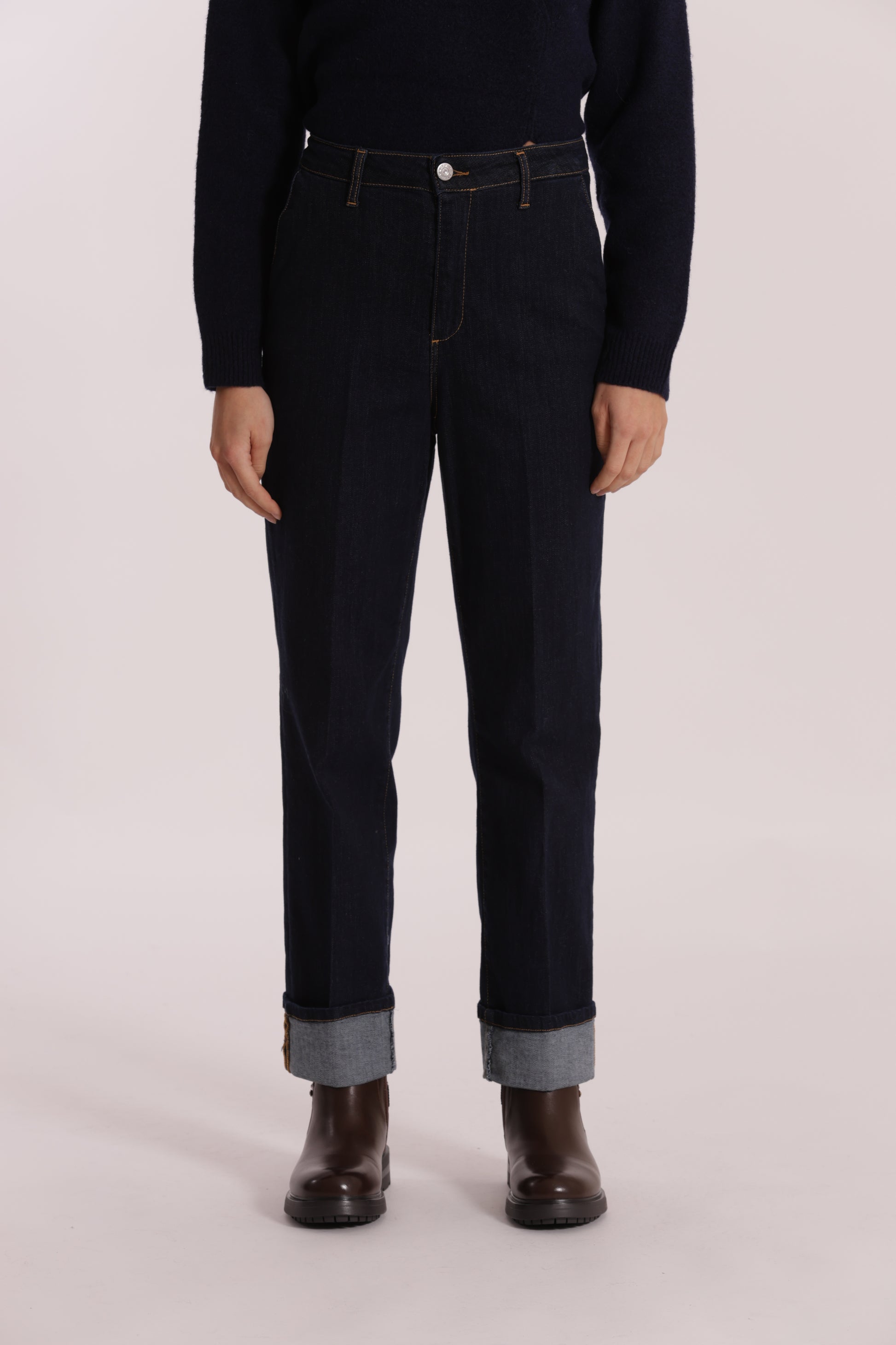 JEANS WIDE LEG CON RISVOLTO