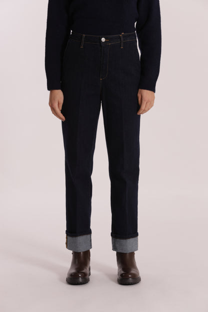 JEANS WIDE LEG CON RISVOLTO