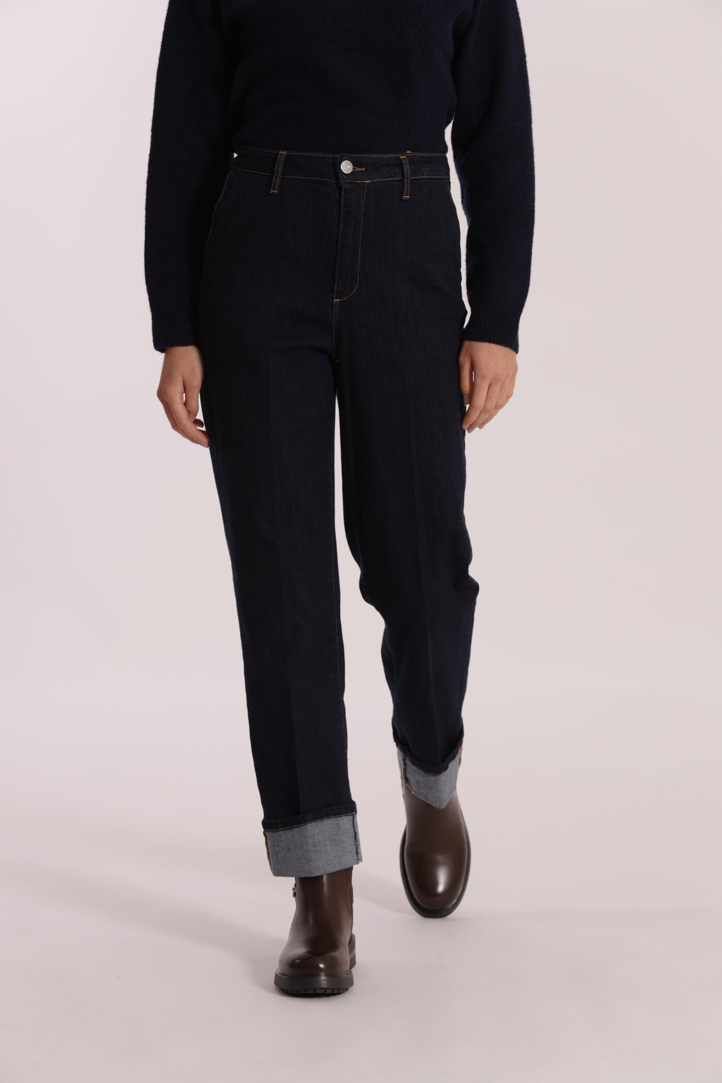 JEANS WIDE LEG CON RISVOLTO