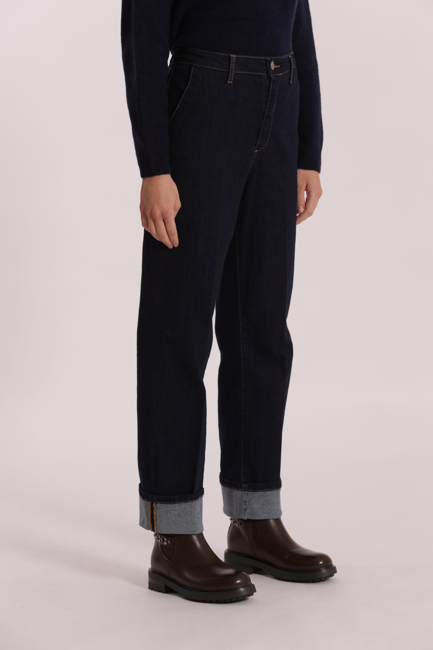 JEANS WIDE LEG CON RISVOLTO