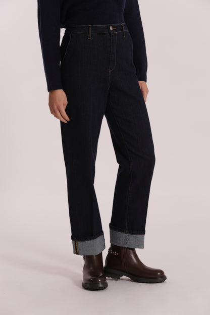 JEANS WIDE LEG CON RISVOLTO