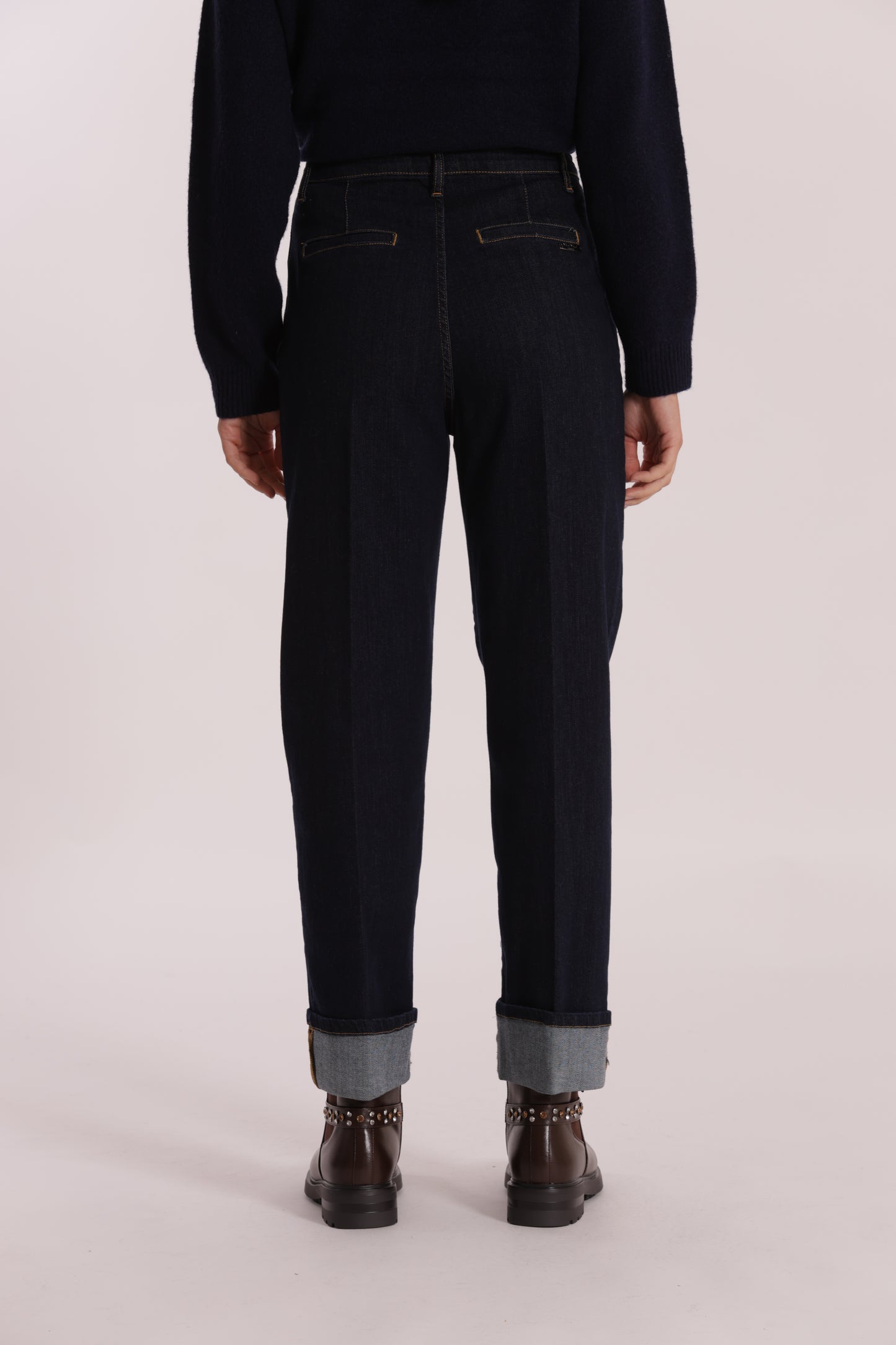 JEANS WIDE LEG CON RISVOLTO