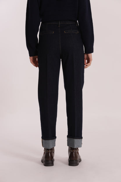 JEANS WIDE LEG CON RISVOLTO