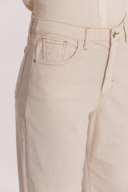 PANTALONE CROPPED CON RISVOLTO IN VELLUTO A COSTE