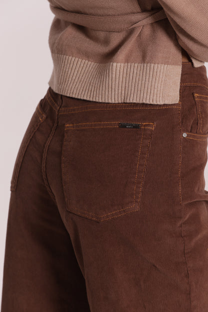 PANTALONE CROPPED CON RISVOLTO IN VELLUTO A COSTE
