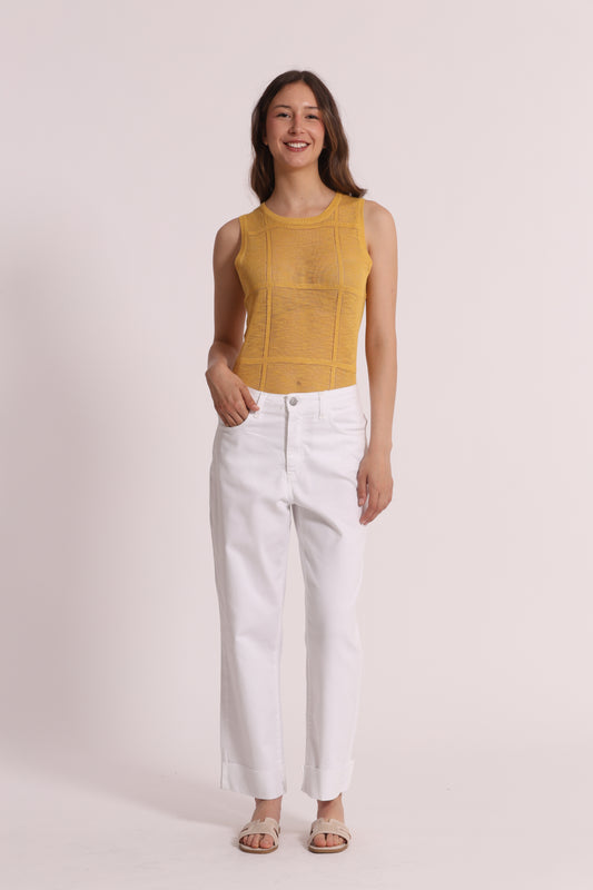 JEANS CROPPED CON RISVOLTO