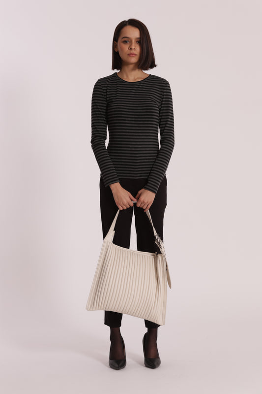 BORSA A SPALLA GRANDE PLISSETTATA