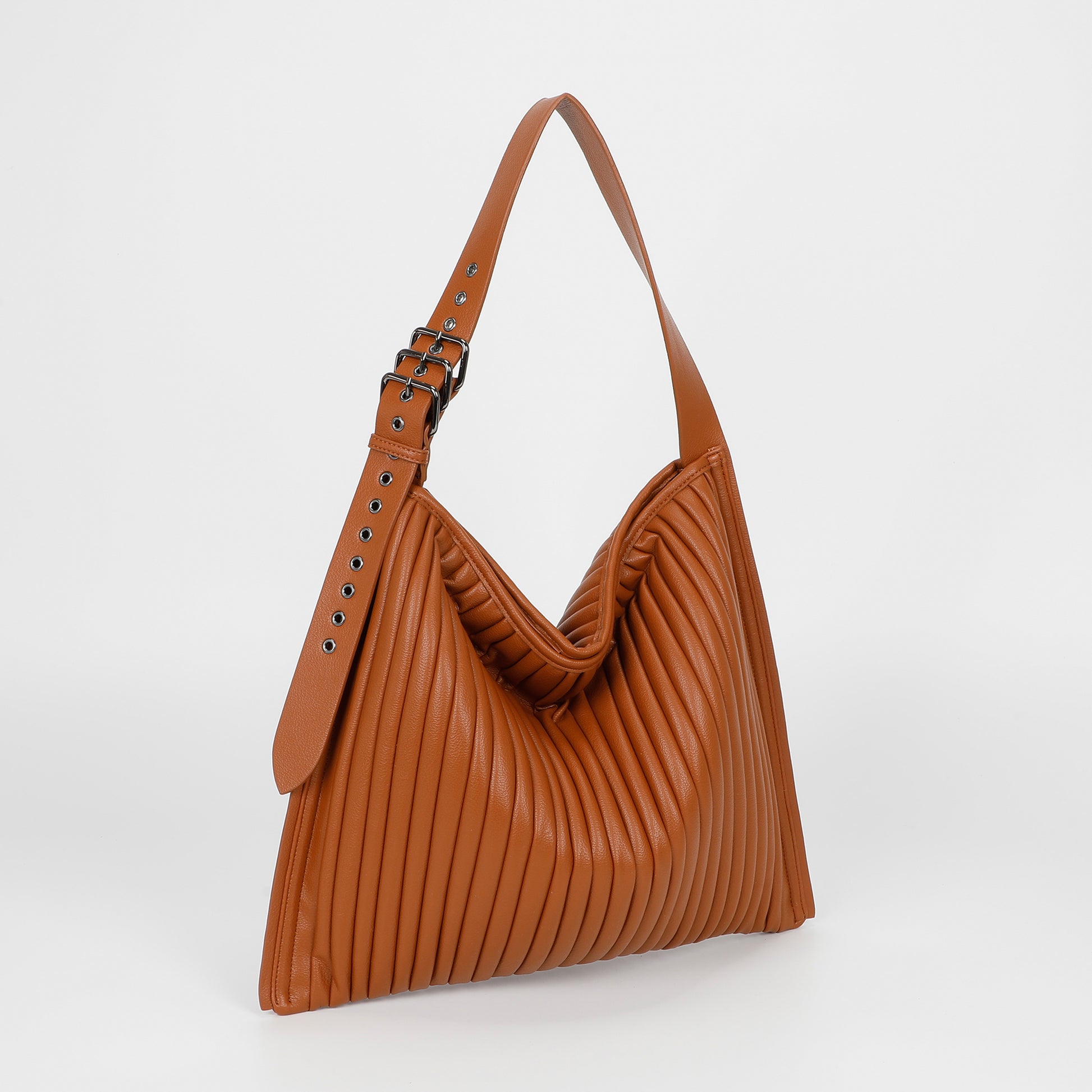 BORSA A SPALLA GRANDE PLISSETTATA