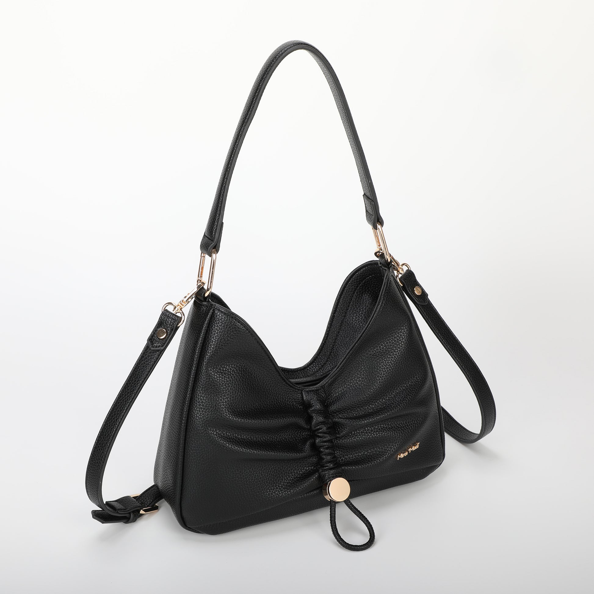 BORSA A SPALLA CON DETTAGLIO ARRICCIATO